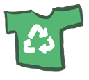 green t-shirt with recycle logo